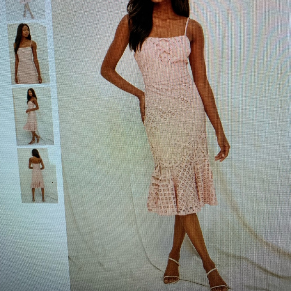Lulus Unlimited Love Dusty Pink Lace Trumpet Midi